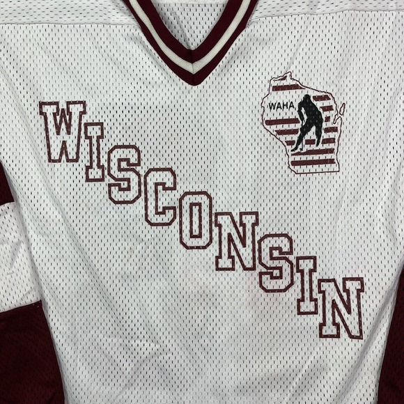 Vintage Wisconsin Hockey Jersey WI WAHA Size XL - Picture 3 of 10